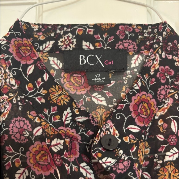 BCX Girl Floral Dress with Velvet Embroidered Vest Detail - Size 12 - Picture 2 of 3